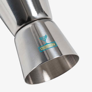 Cocktailmessbecher aus Edelstahl mit zweifarbigem Tampondruck auf der Unterseite