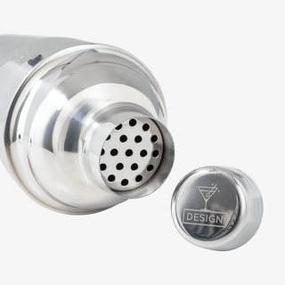 Gravierter Deckel eines hochwertigen Edelstahl-Cocktailshakers