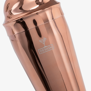 Cocktailshaker in Kupferoptik mit hochwertiger Lasergravur auf der Vorderseite