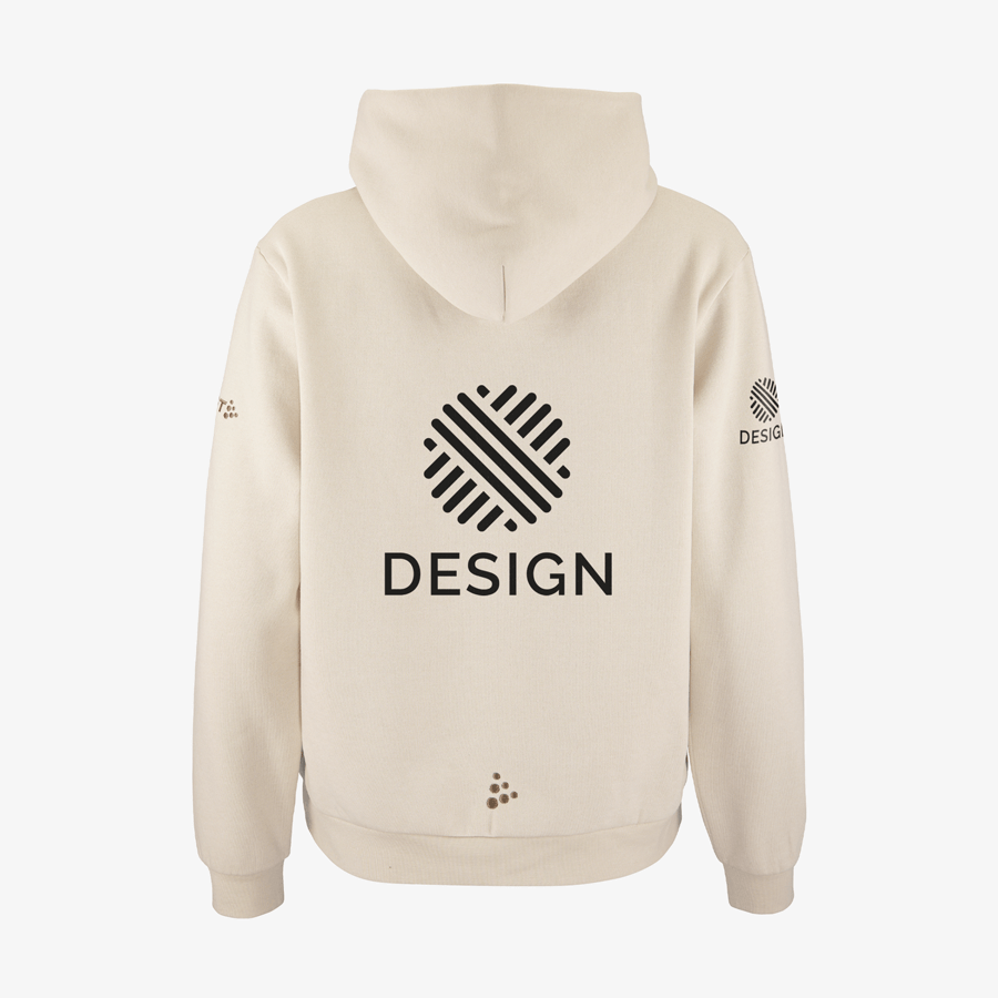 Rückansicht Craft-Hoodie für Damen mit Digitaltransferdruck auf Rücken und Ärmel