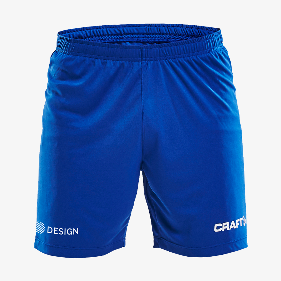Blaue Craft-Shorts für Herren, an zwei Positionen individuell bedruckt