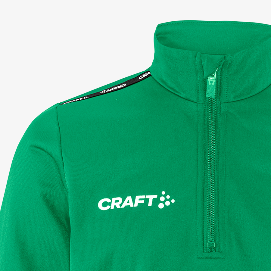 Craft-Halfzip-Trainingsshirt für Kinder mit individuellem, einfarbigem Druck auf der rechten Brust