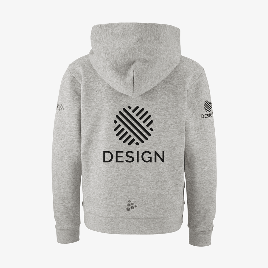 Craft-Hoodie in Grau Melange für Kinder mit grossflächigem Aufdruck auf dem Rücken