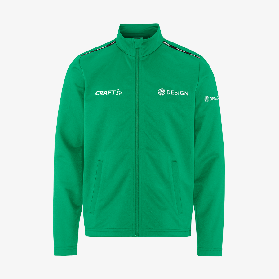 Grüne Craft-Trainingsjacke für Kinder mit vollfarbigem Digitaltransferdruck an mehreren Positionen