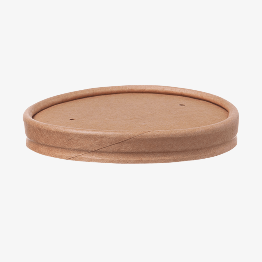 Deckel für Suppenbecher (230 und 360 ml), aus beschichtetem braunem Kraftkarton