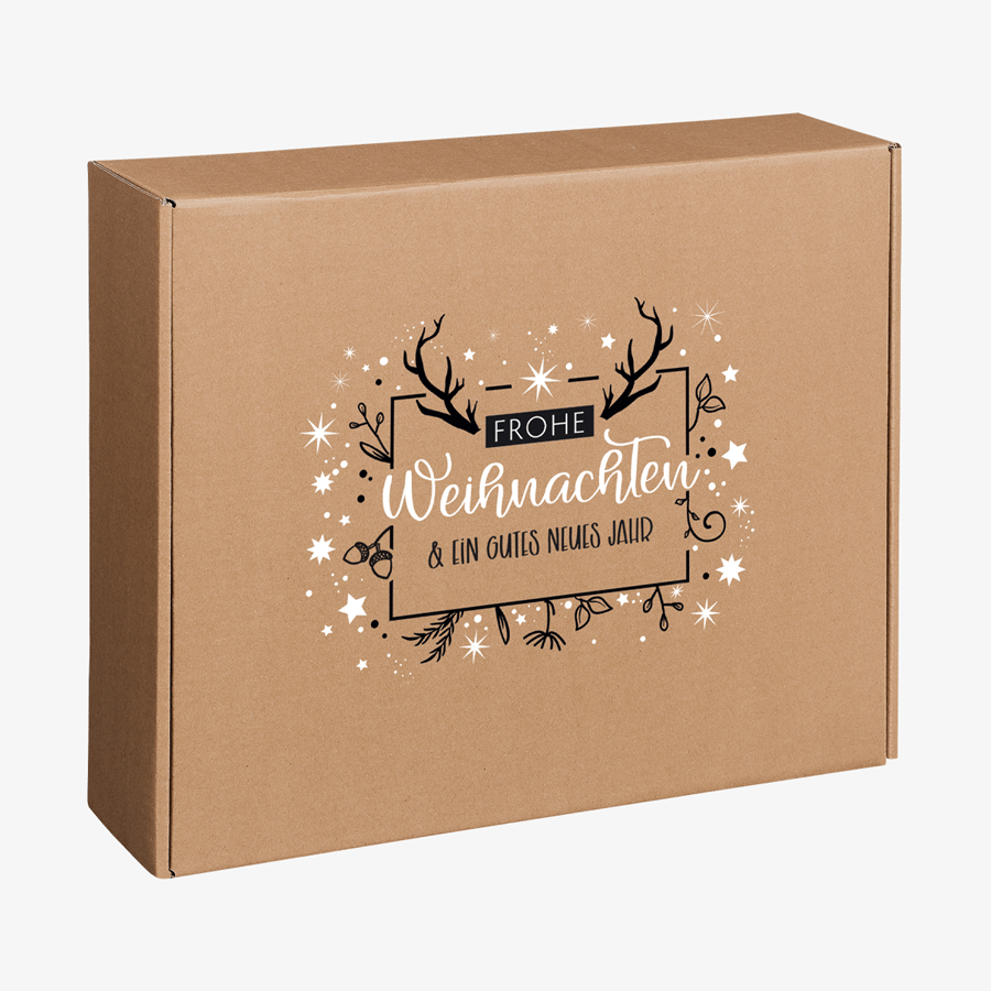 Grosser Delikatessenkarton (44,8 x 37,4 x 12 cm), Geschenkbox mit Motiv
