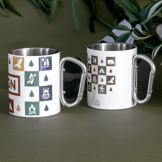 Edelstahltasse mit Krabinerhaken mit Sublimationsdruck personalisiert