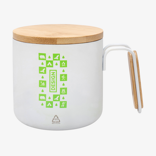 Edelstahl-Isoliertasse mit Bambusdeckel und Bambusgriff, Tampondruck