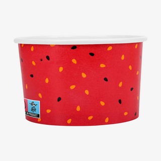 Bedruckter 200-ml-Eisbecher aus Hartkarton mit PE-Beschichtung innen, mit SUPD-Kennzeichnung