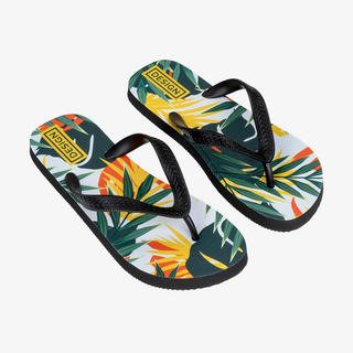 Individuell bedruckte Flip-Flops mit schwarzem PVC-Riemen