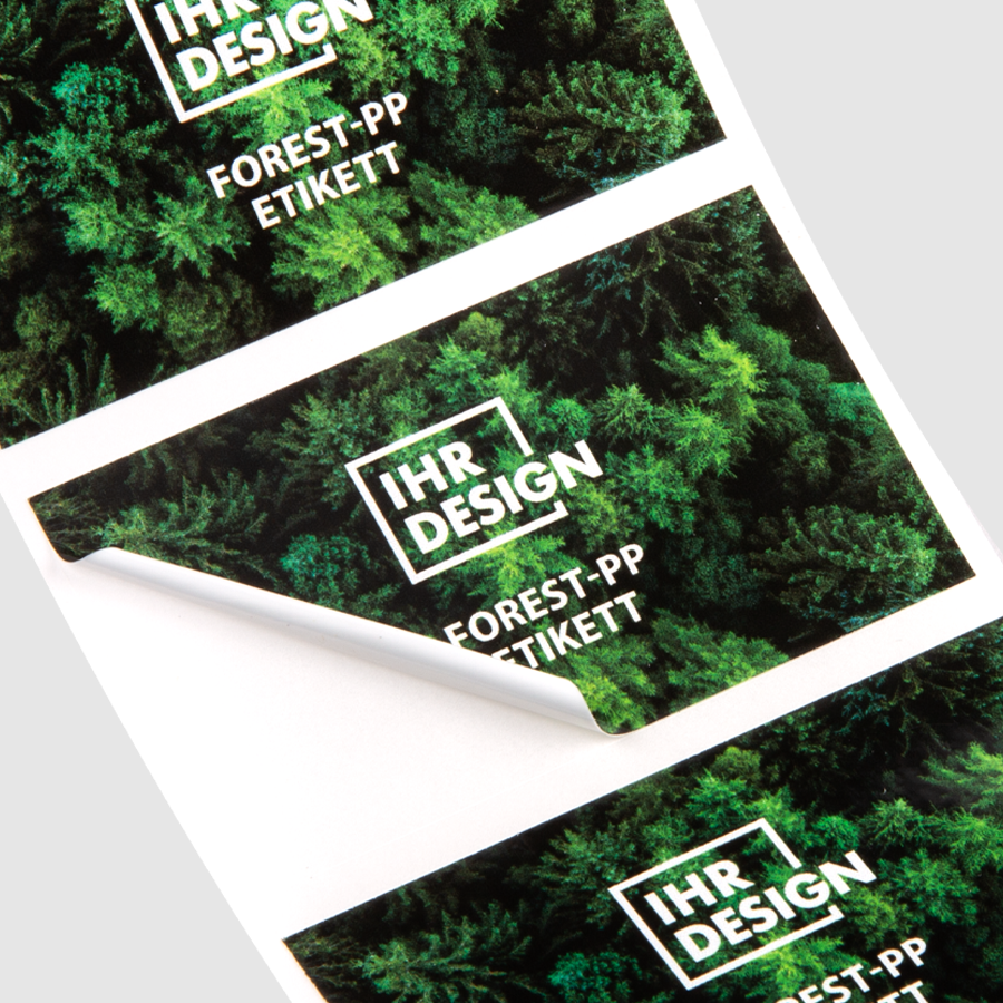 Forest-PP-Etiketten bedruckt im Wunschdesign, rechteckig