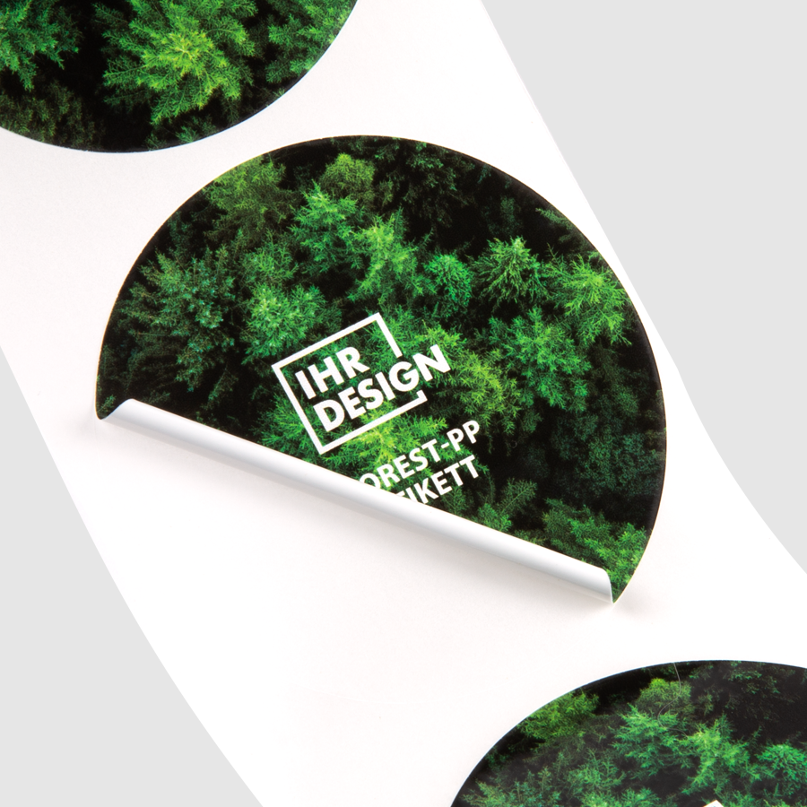 Forest-PP-Etiketten bedruckt im Wunschdesign, rund