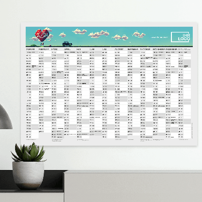 Bedruckter Jahresplaner mit Kalendervorlage 2024