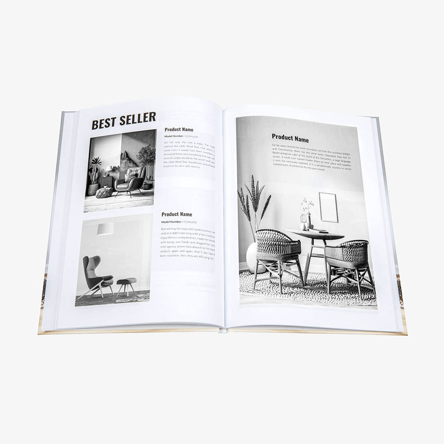 Hardcover-Buch mit geradem Rücken und schwarz-weissem Innenteil im Format17 x 24 cm
