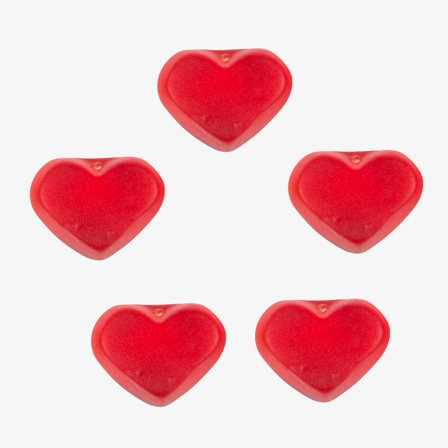 Rote HARIBO-Herzen, Fruchtgummis in individuellen Tütchen erhältlich