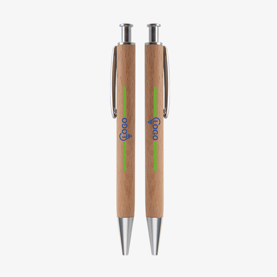 Holz-Kugelschreiber mit 4/4-farbigem UV-Druck und Clip, Spitze und Drücker aus robustem Metall