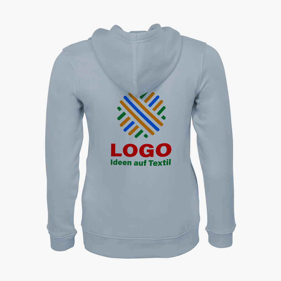 Organic-Hoodie von B&C Collection für Damen, auf der Rückseite bedruckt