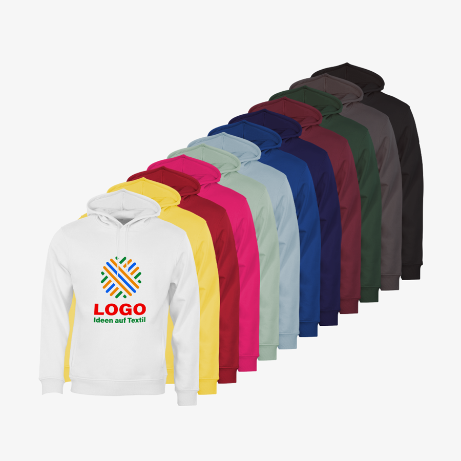 Bedruckte Organic-Hoodies von B&C Collection für Herren, in vielen Farben