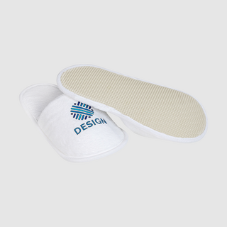 Bedruckte Hotelslipper mit geschlossener Schuhbrücke und rutschhemmender Sohle