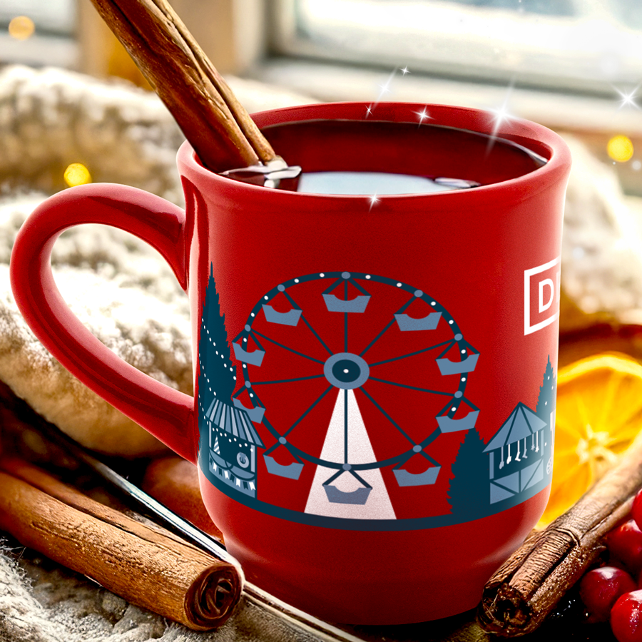 Rote Glühweintasse aus Keramik mit individuellem Druck