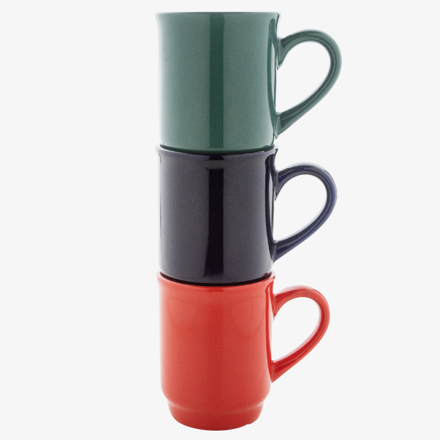 Stapelbare Keramik-Glühweintassen in mehreren Farben, unbedruckt