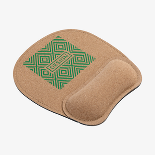 Kork-Mousepad mit Handgelenkauflage, einfarbigem Siebdruck und rutschfester Unterseite