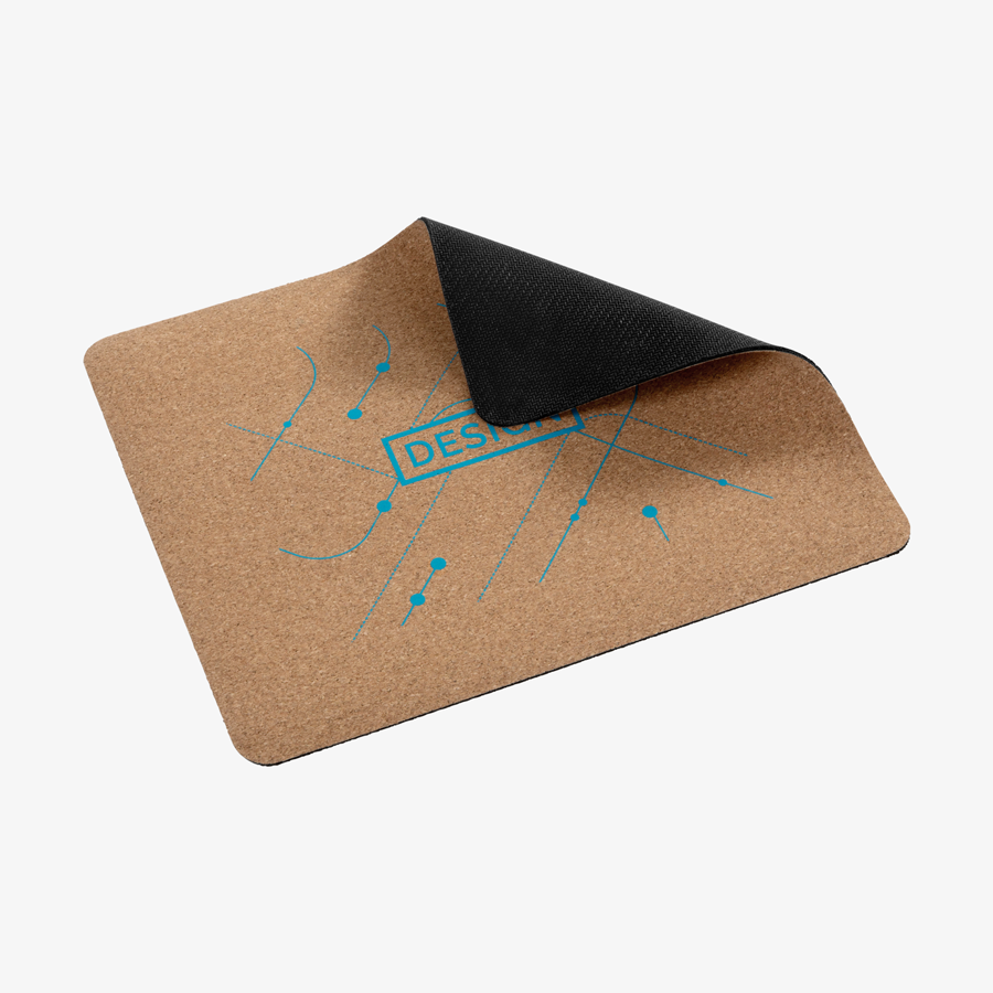 Kork-Mousepad mit einfarbigem Siebdruck und rutschfester Unterseite
