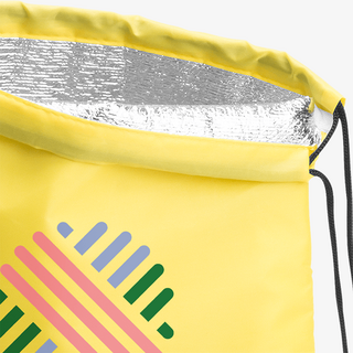 Detailansicht Turnbeutel-Kühltasche mit Zugkordel, individuell bedruckt mit eigenem Design