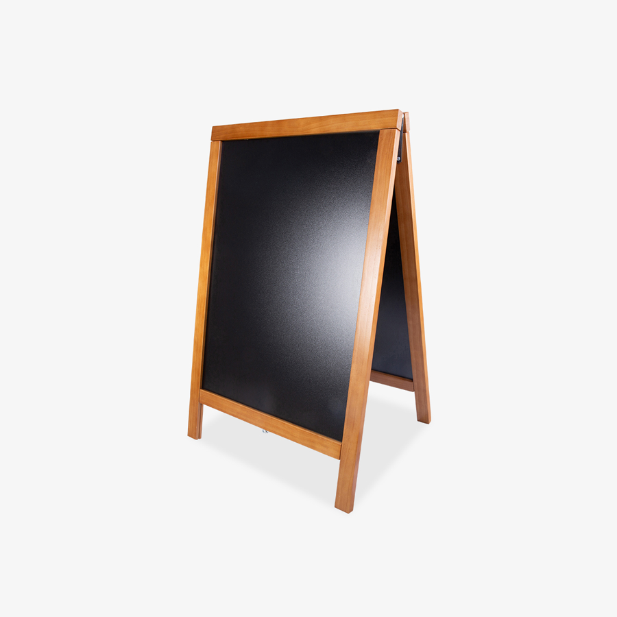 Holz-Kundenstopper mit Kreidetafel