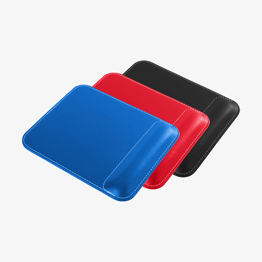 Unbedrucktes Mousepad aus Kunstleder mit Handauflage