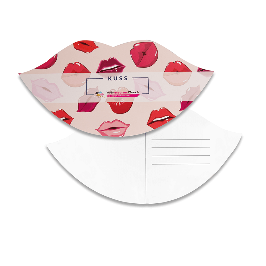 Kuss Ausschnittskarte Postkarte bedruckbar in verschiedenen Formen