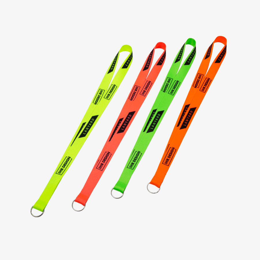 Neon-Lanyards, 1/0-farbig bedruckt, mit Schlüsselring