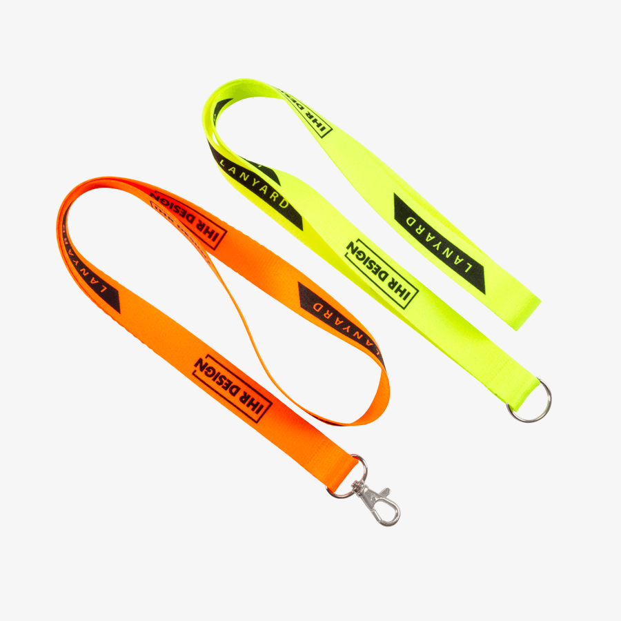 Neon-Lanyards in knalligen Farben, mit verschiedenen Verschlüssen