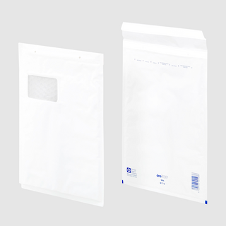 350 x 250 mm grosse Luftpolstertasche mit Sichtfenster und Haftklebeverschluss