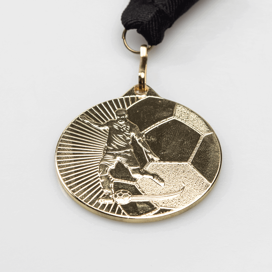 Medaille gold Motiv Fussball mit Band