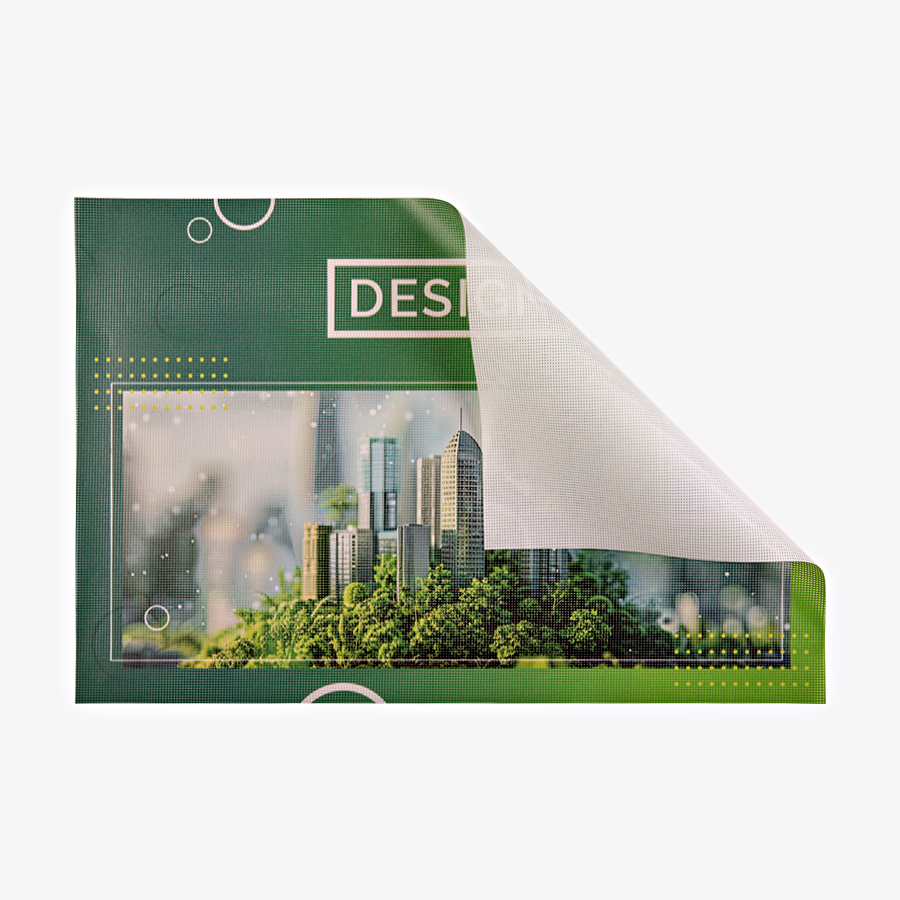 Einseitig vollfarbig bedruckte Mesh-Plane, plano geschnitten