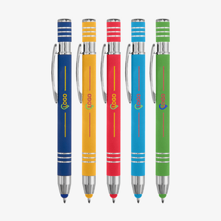 Chroma-Touchpen-Kugelschreiber aus Metall in vier Farben, individuell bedruckt