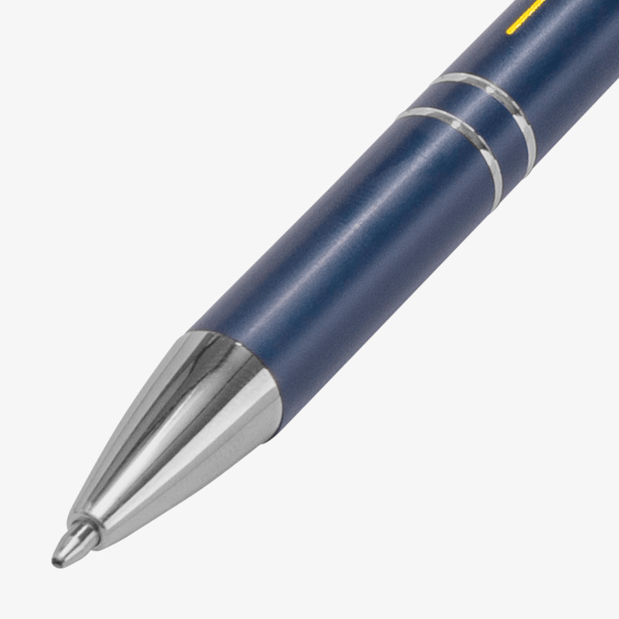 Detailansicht Spitze des matten Premium-Metall-Kugelschreibers