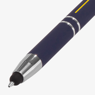 Detailansicht Metall-Kugelschreiber mit Touchpen-Funktion, Schaft bedruckt
