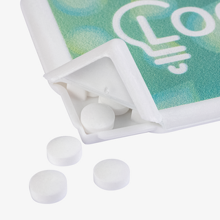 Detailansicht Pfefferminzdose im Kartenformat mit UV-Led bedruckt
