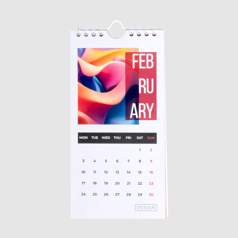 Monatskalender DIN lang hoch mit hochwertigem und vollfarbigem Druck
