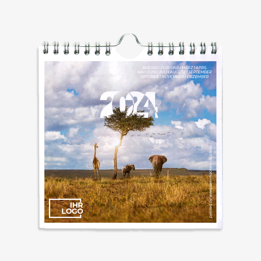 Monatswandkalender quadratisch im Wildlife-Design