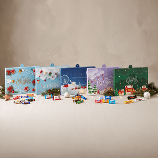 Adventskalender bedrucken viele verschiedene Marken-Schokoladen