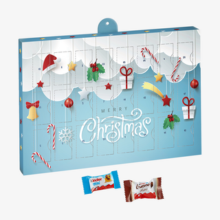 Bedruckter Adventskalender zum Aufhängen mit kinder Schokolade und kinder bueno