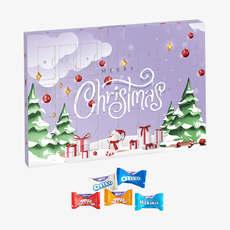 Individueller Adventskalender zum Aufhängen mit milka Favourites