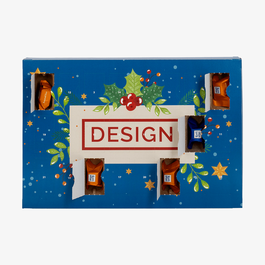 Ritter-Sport-Multi-Adventskalenders mit eigenem Design bedruckt mit Schokowürfeln