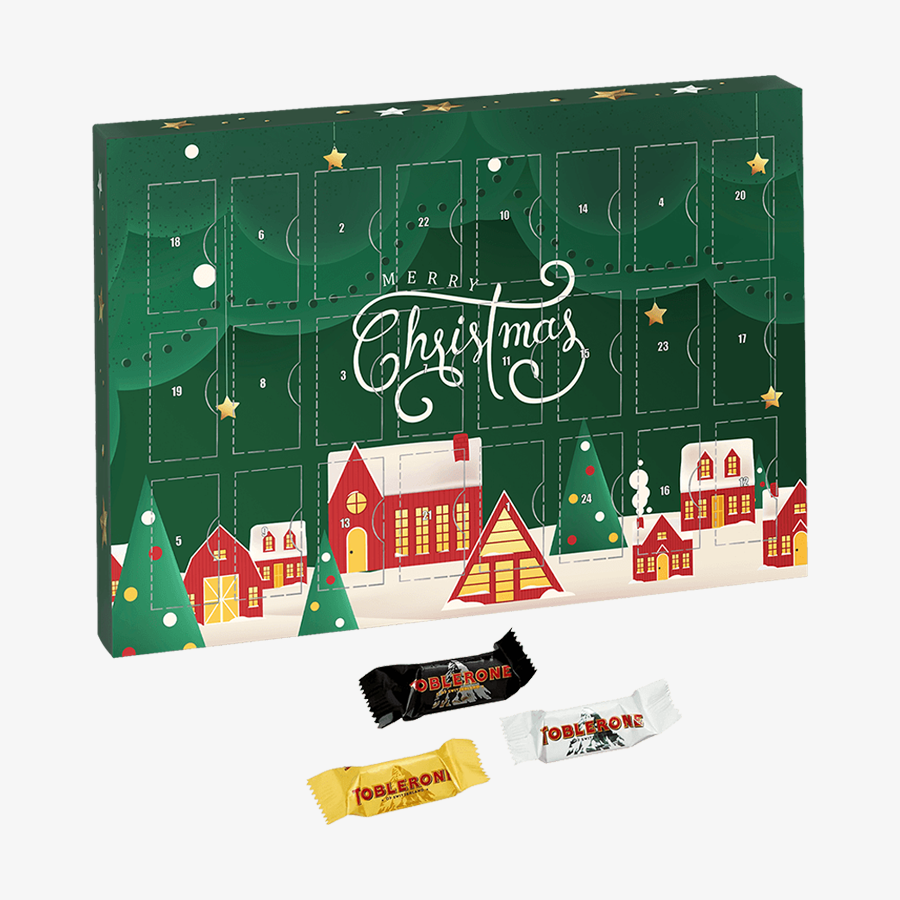 Wand-Adventskalender mit vollfarbigem Druck und Toblerone-Schokolade