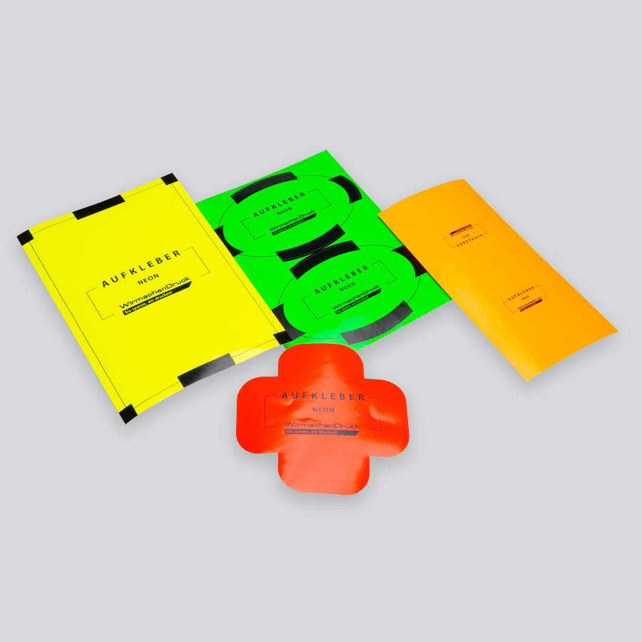 Leuchtende Neon-Aufkleber in verschiedenen Formen und Grössen, mit hochwertigem Druck