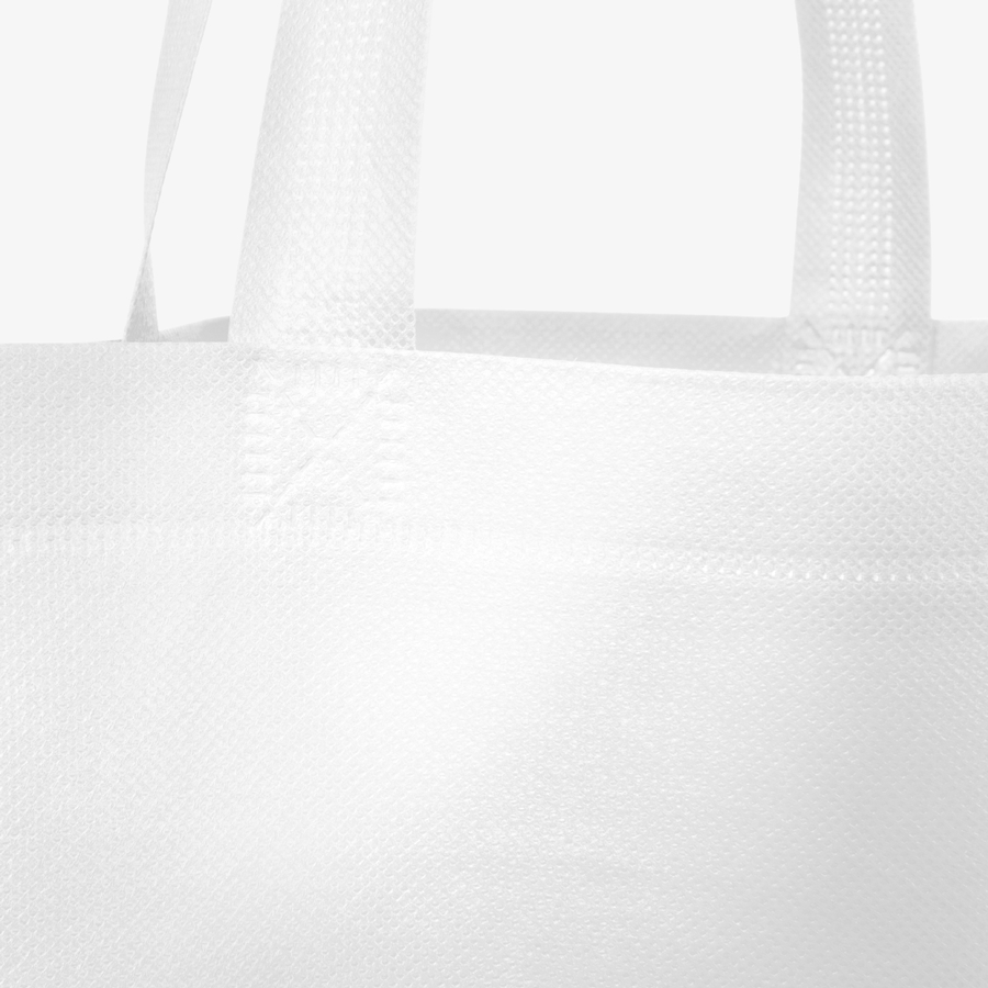 Detailansicht weisse Non-Woven-Tasche mit individuellem Druck