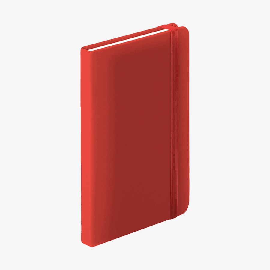Unbedrucktes Notizbuch in DIN A5, unveredelter Kunstleder-Einband in rot